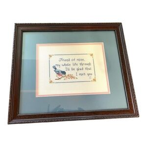 Framed Vintage Cross Stitch Picture, Double Matted & Professionally Framed.
